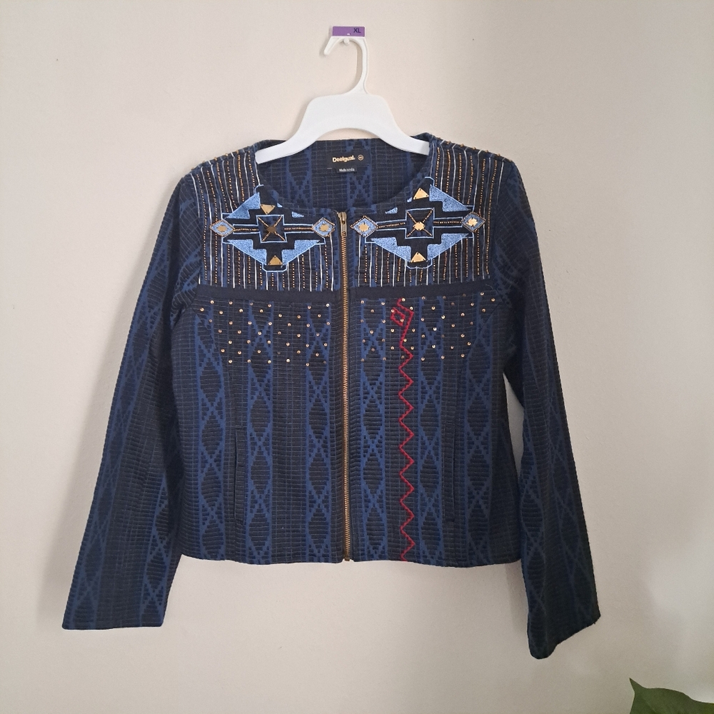Desigual Floral Denim Jacket NWT - women’s 8/42
